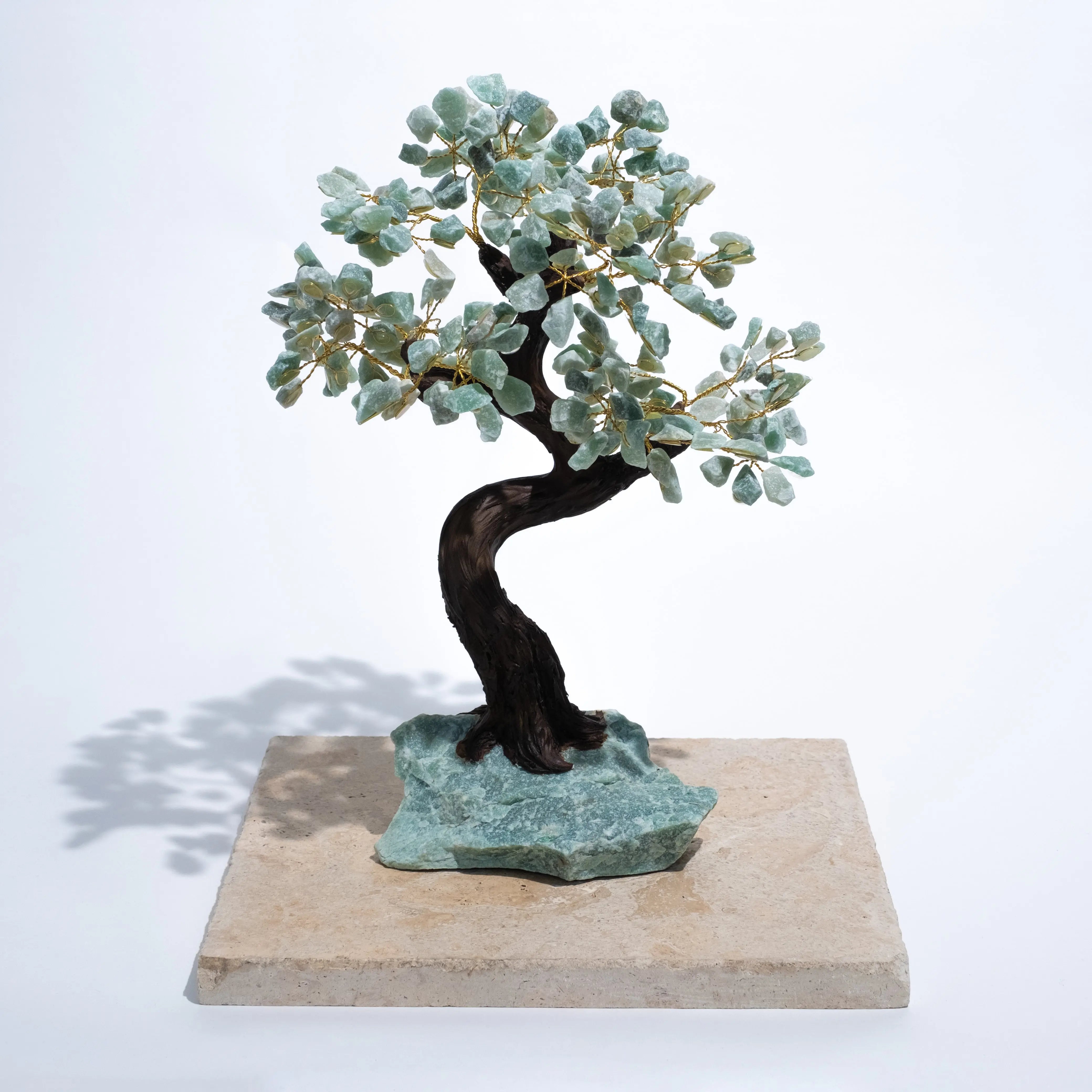 Rough Aventurine Crystal Bonsai Tree 45 cm for prosperity, harmony, and positive energy, expertly handcrafted for luck and abundance.