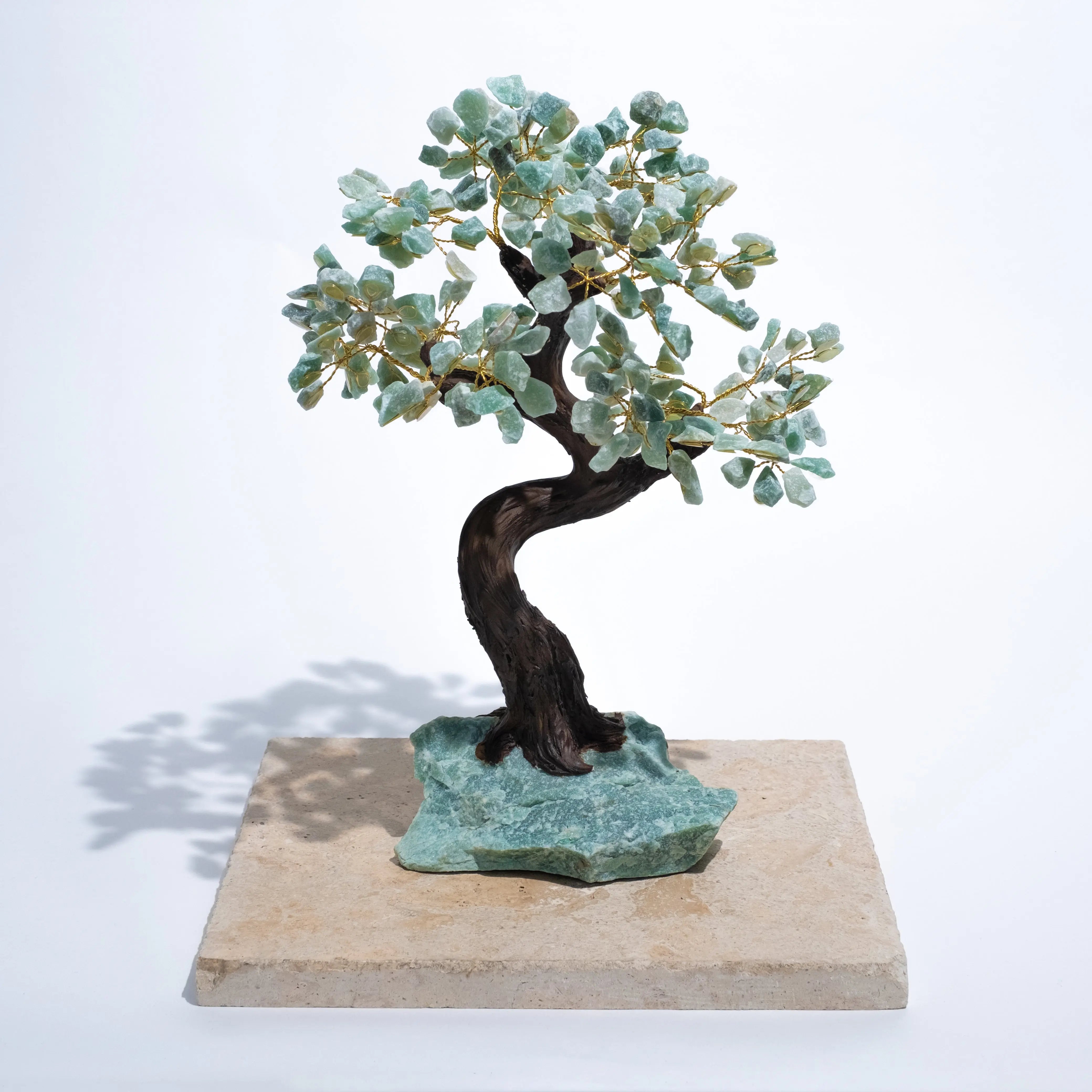 Elegant 45 cm Aventurine Crystal Bonsai Tree symbolizing prosperity, harmony, and positive energy with handcrafted details.