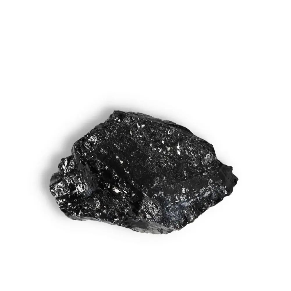Rough Black Tourmaline Druze L crystal from Sylvia Crystals, known for energy cleansing and spiritual balance.