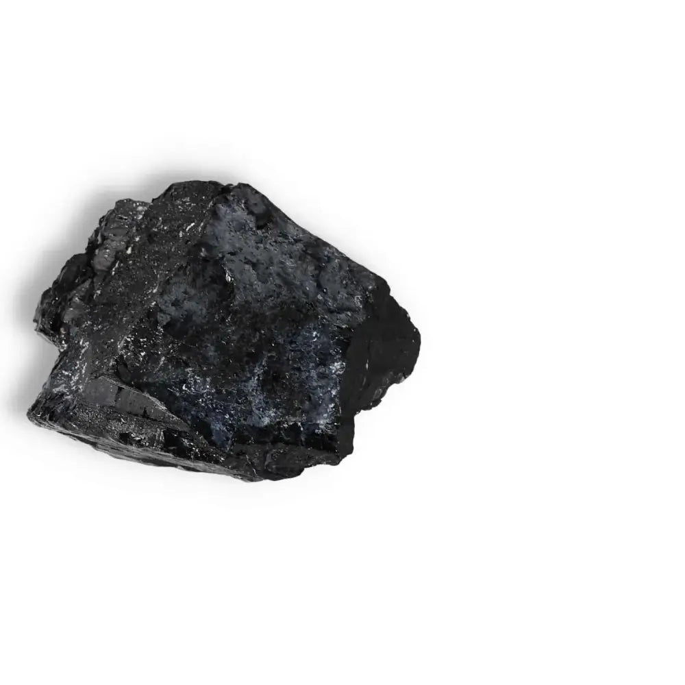Rough Black Tourmaline Druze L crystal, offering protective and cleansing energy, available at Sylvia Crystals.