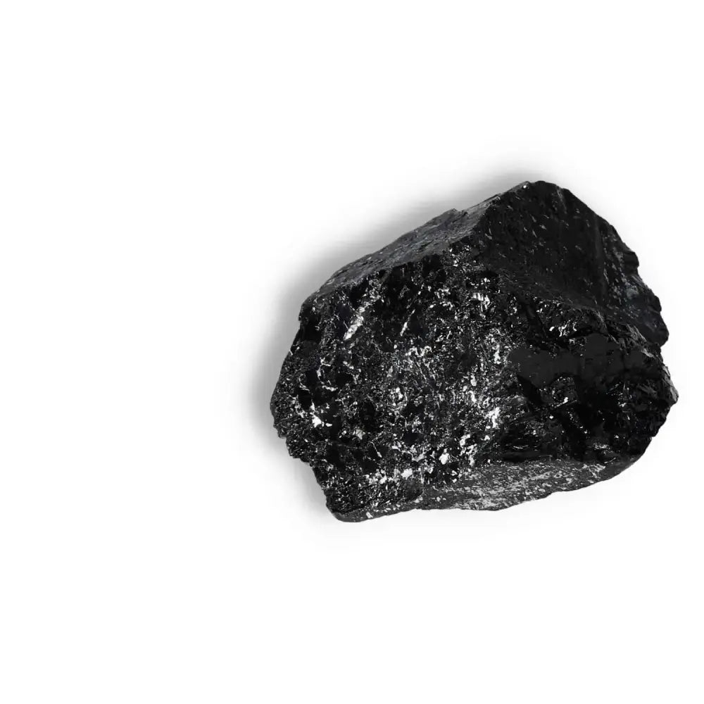 Rough Black Tourmaline Druze L crystal for luxury and spiritual balance by Sylvia Crystals, known for cleansing negative energies.