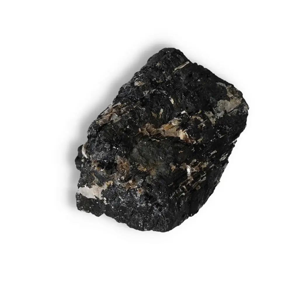 Rough Black Tourmaline Druze L crystal by Sylvia Crystals, known for cleansing negative energies and adding luxury to spiritual spaces.