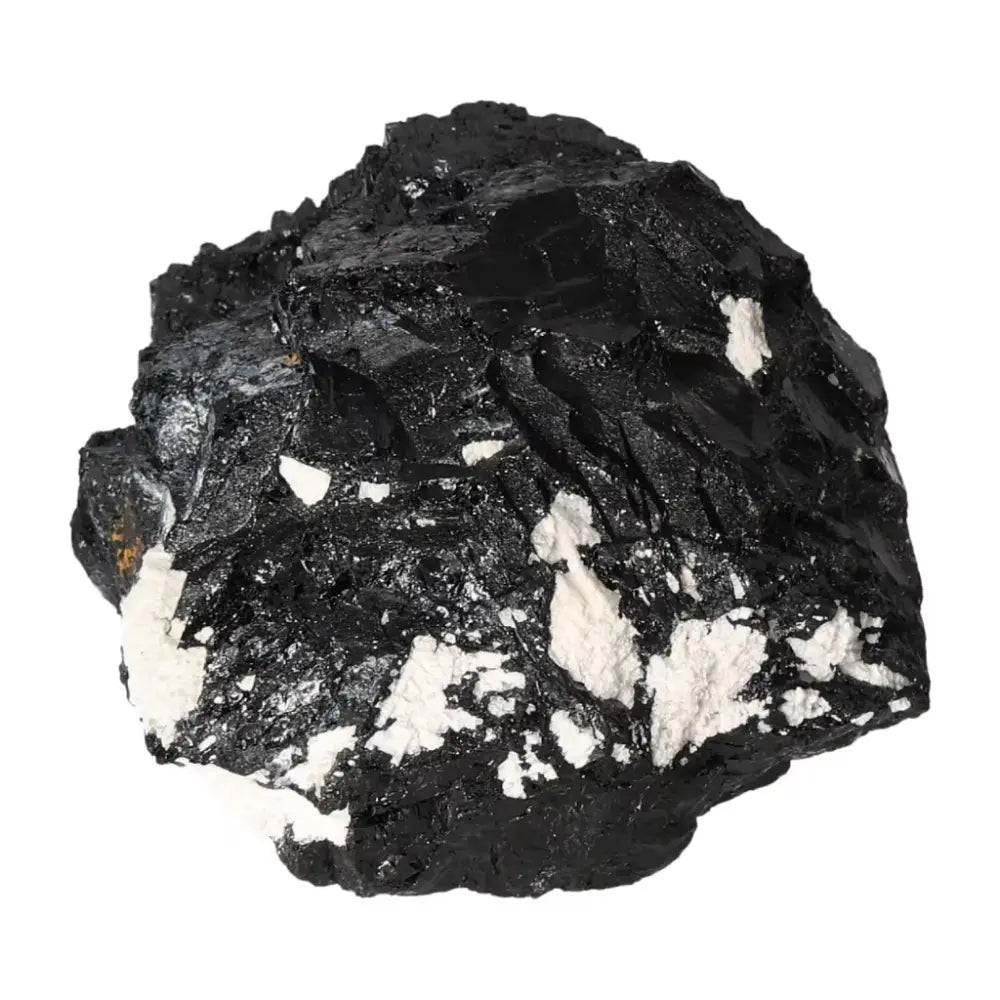 Rough Black Tourmaline Druze L crystal from Sylvia Crystals, known for cleansing negative energies and spirituality.