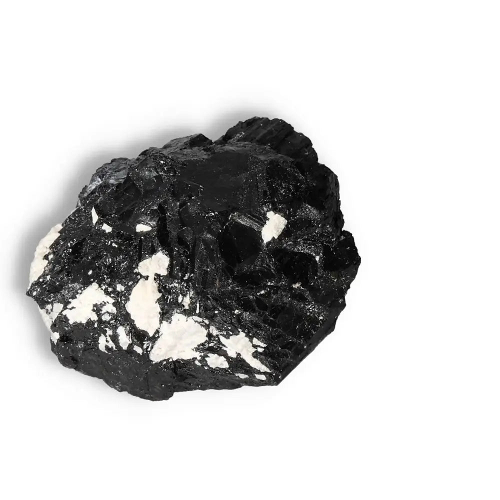 Rough Black Tourmaline Druze L crystal from Sylvia Crystals, known for energy cleansing and transformation.