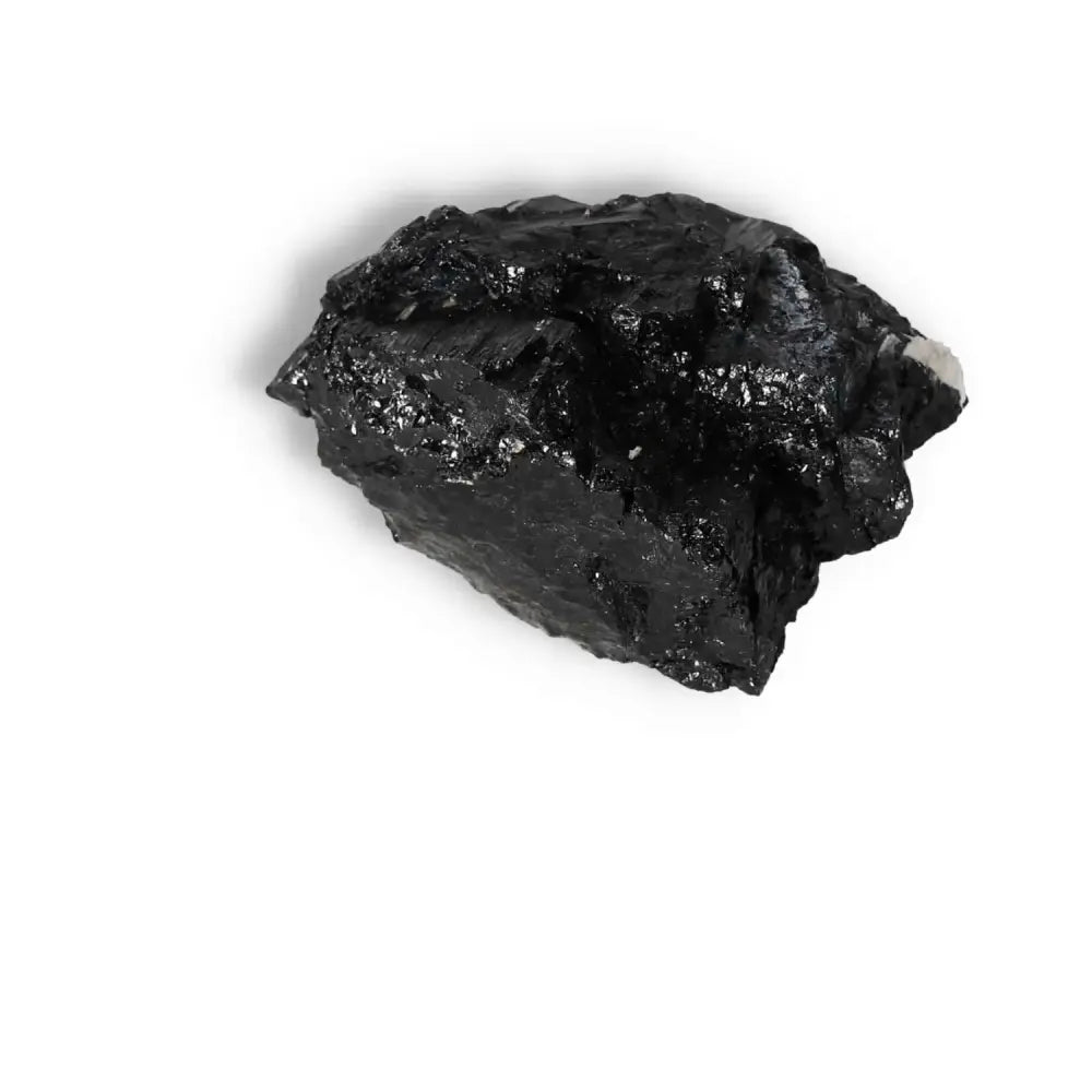 Rough Black Tourmaline Druze L crystal, known for cleansing and transforming energy, premium quality by Sylvia Crystals.