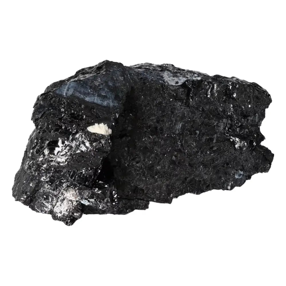 Rough Black Tourmaline Druze L crystal by Sylvia Crystals, known for purification and powerful energy shielding.