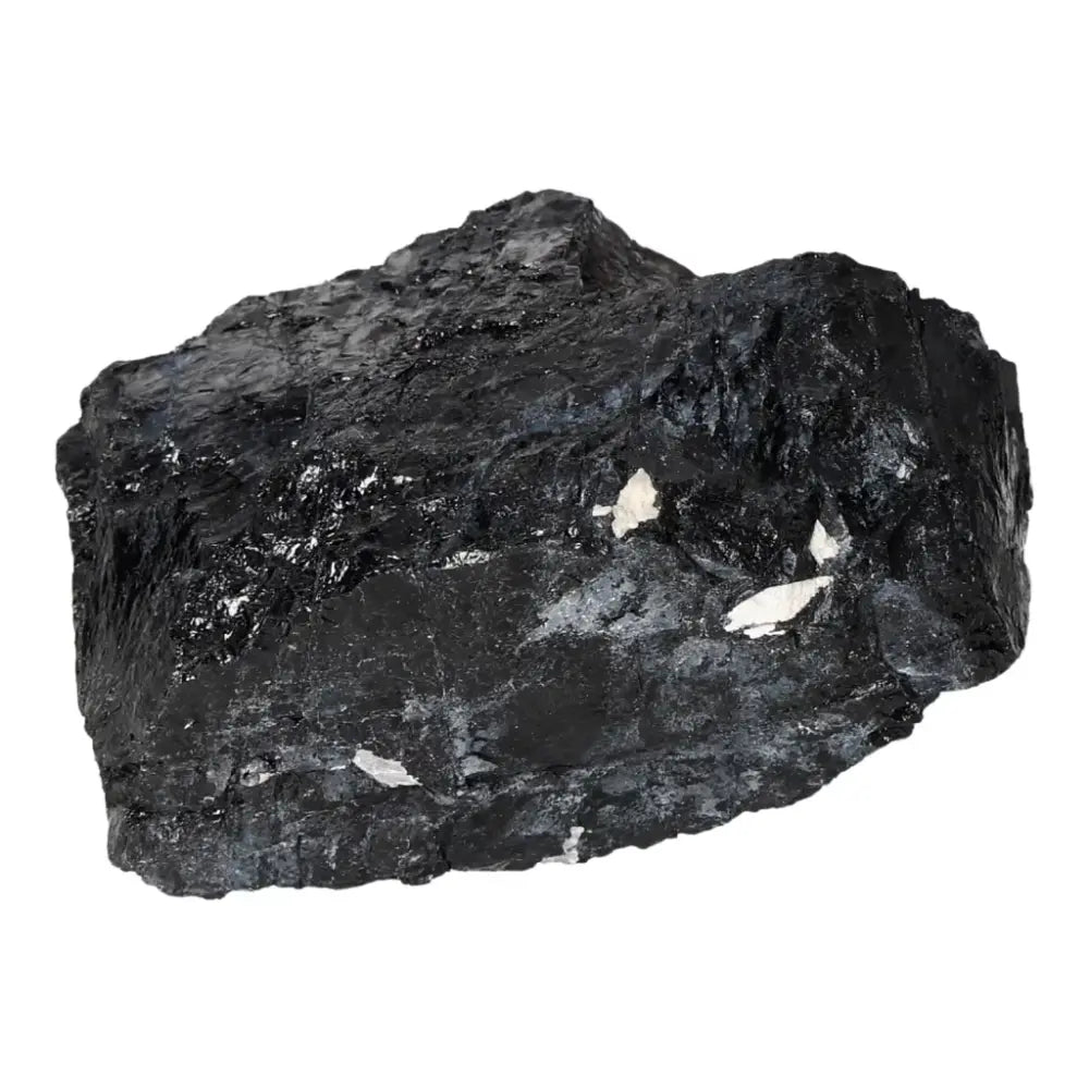 Rough Black Tourmaline Druze L crystal for energy cleansing and emotional stability from Sylvia Crystals.