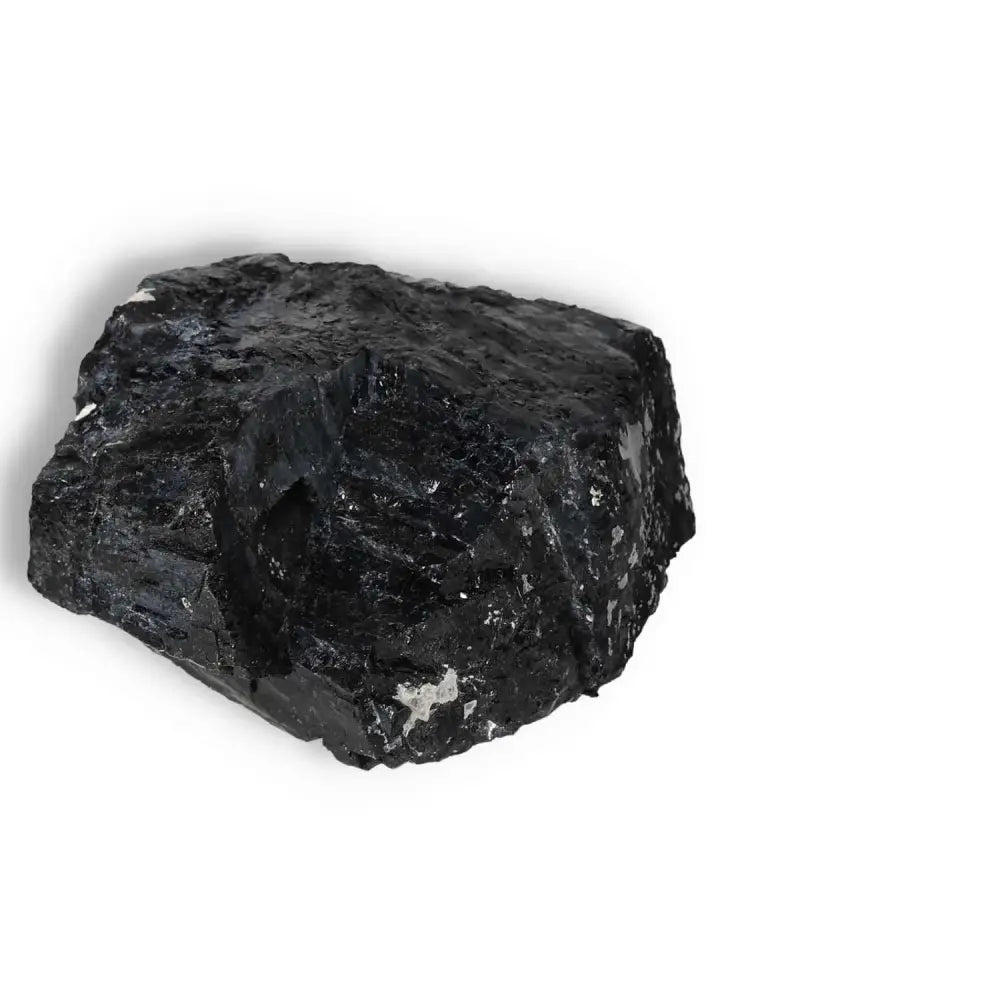 Rough Black Tourmaline Druze L crystal from Sylvia Crystals, known for cleansing negative energies and promoting emotional stability.