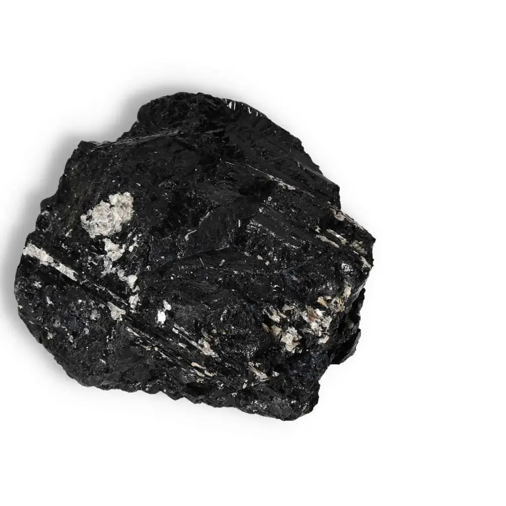 Rough Black Tourmaline Druze L gemstone by Sylvia Crystals, promoting balance and harmony with luxury and quality.