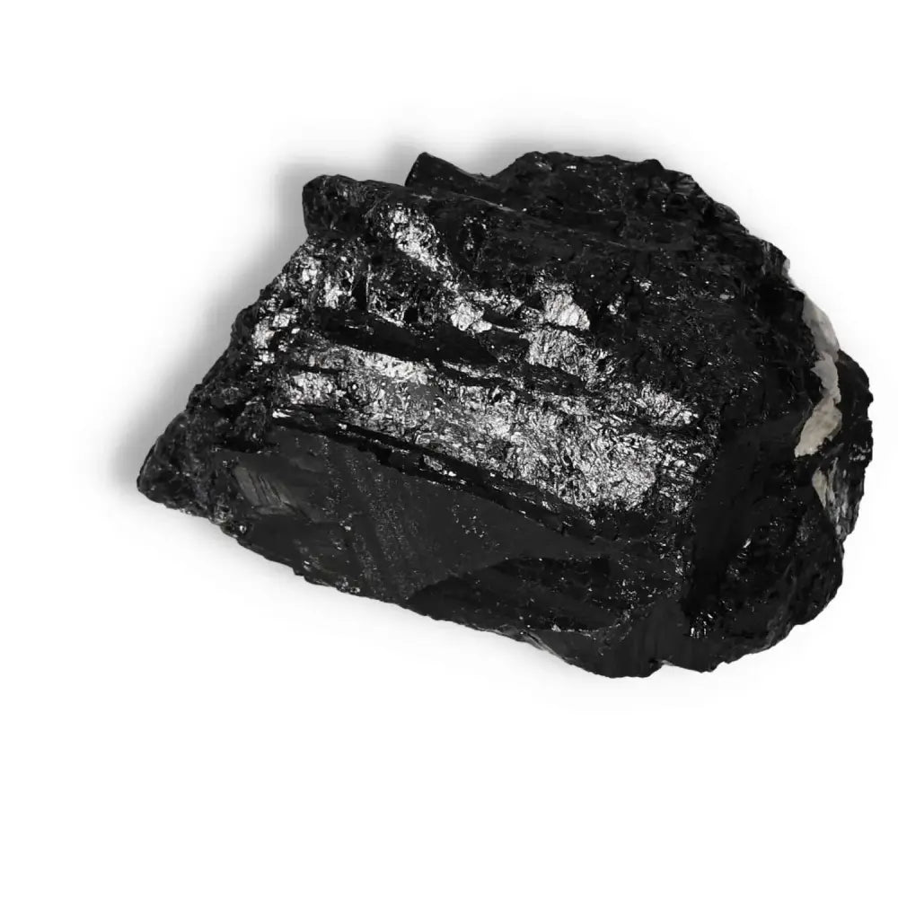 Rough Black Tourmaline Druze L crystal, embodying purification and healing, from Sylvia Crystals' premium collection.