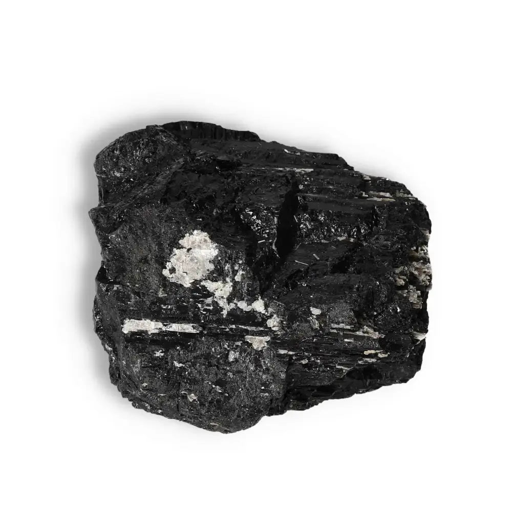 Rough Black Tourmaline Druze L gemstone by Sylvia Crystals, known for transforming negative energies and promoting harmony.