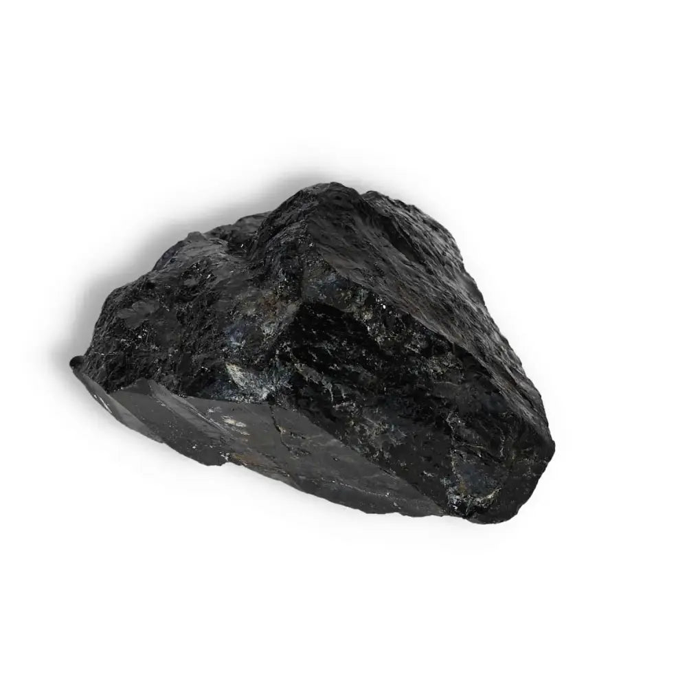 Rough Black Tourmaline Druze crystal from Sylvia Crystals, known for cleansing and grounding negative energies.