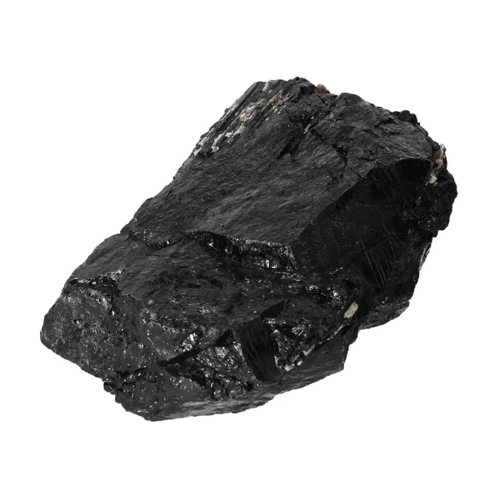 Rough Black Tourmaline Druze crystal from Sylvia Crystals, known for cleansing negative energies and enhancing concentration.