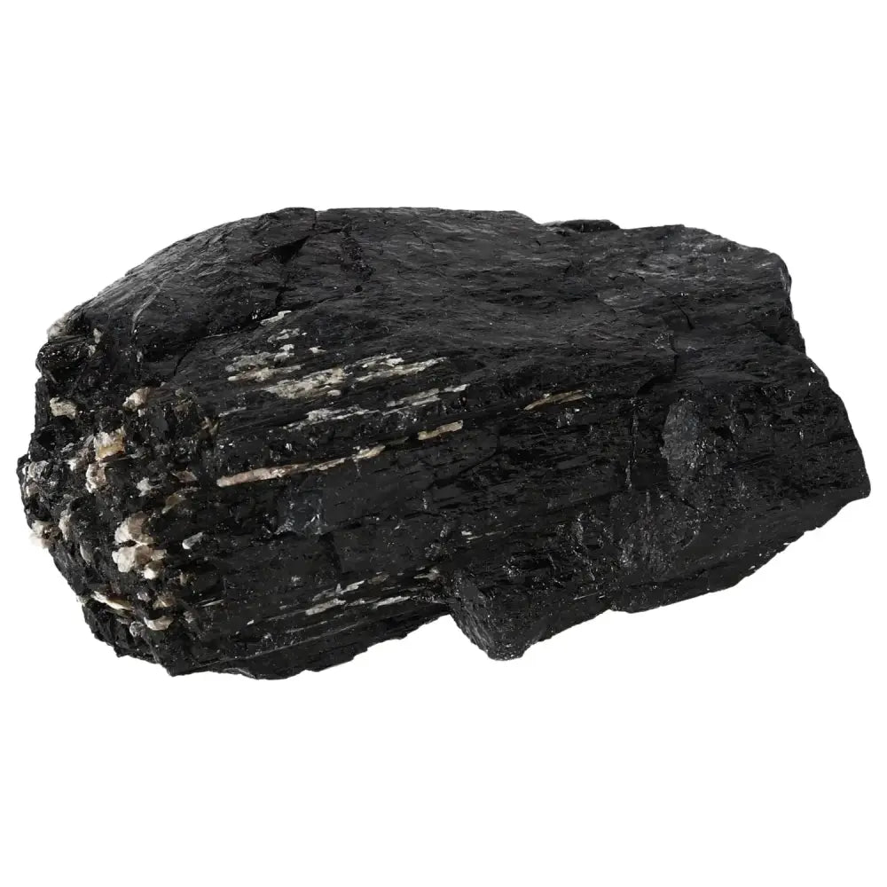 Rough Black Tourmaline Druze crystal from Sylvia Crystals, renowned for cleansing and grounding energies, enhances concentration and balance.