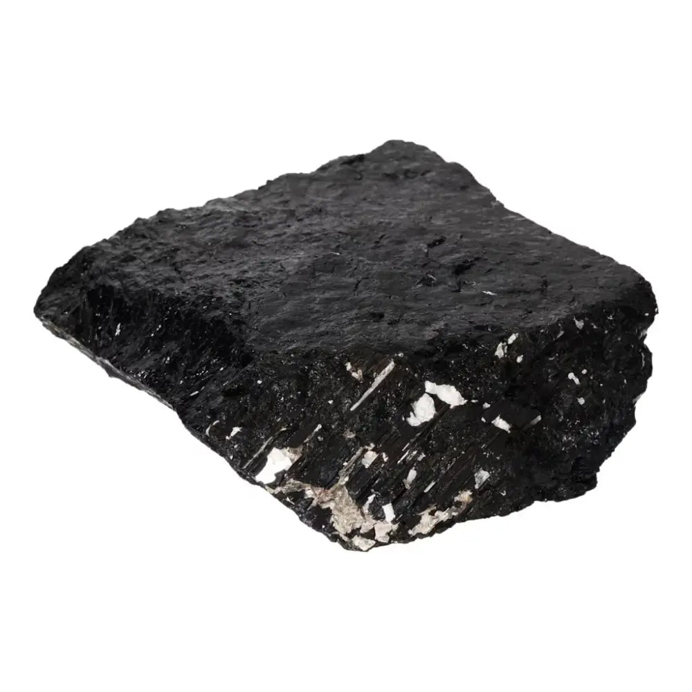 Rough Black Tourmaline Druze crystal from Sylvia Crystals, ideal for protection and purification, enhancing your spiritual collection.