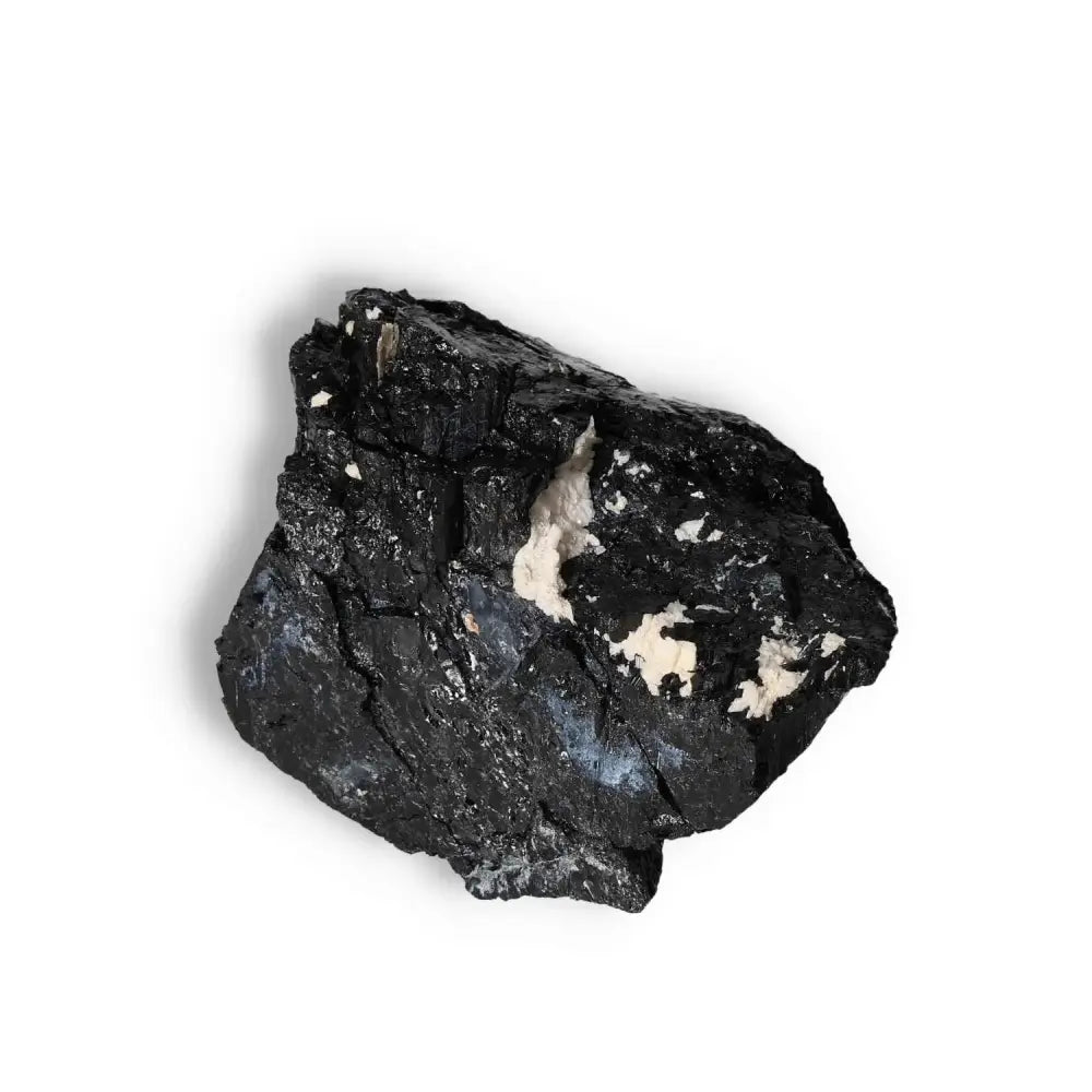 Rough Black Tourmaline Druze crystal from Sylvia Crystals, known for negative energy cleansing and root chakra connection.