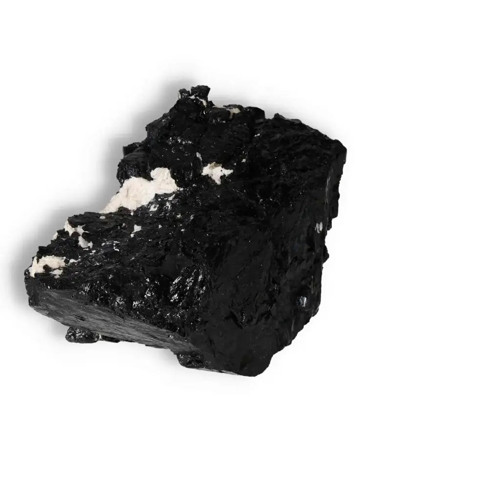 Rough Black Tourmaline Druze crystal, renowned for its energy cleansing properties, from Sylvia Crystals.