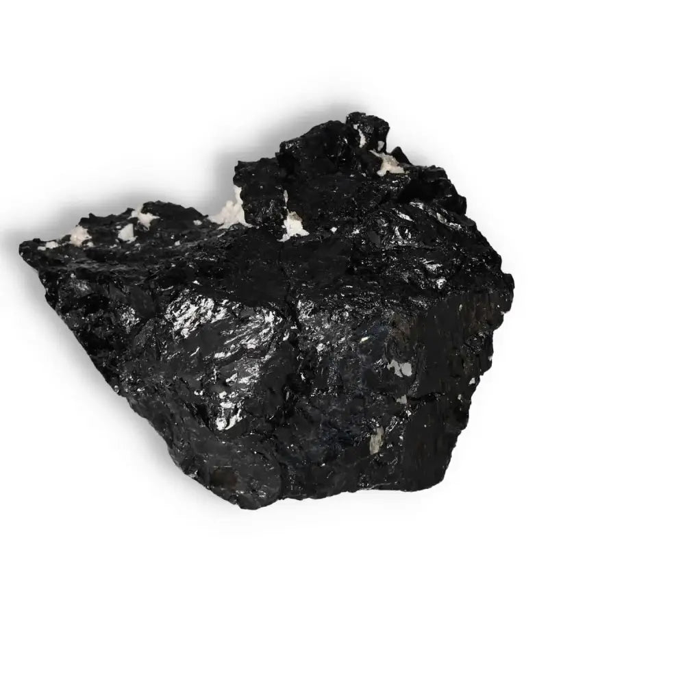 Rough Black Tourmaline Druze crystal from Sylvia Crystals, known for transforming negative energies and enhancing root chakra connection.