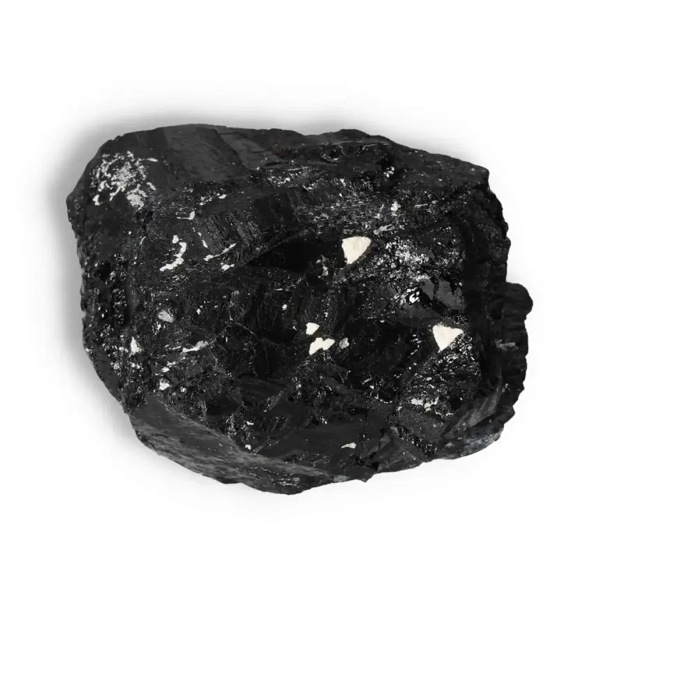 Rough Black Tourmaline Druze crystal from Sylvia Crystals, known for cleansing and transforming negative energies.