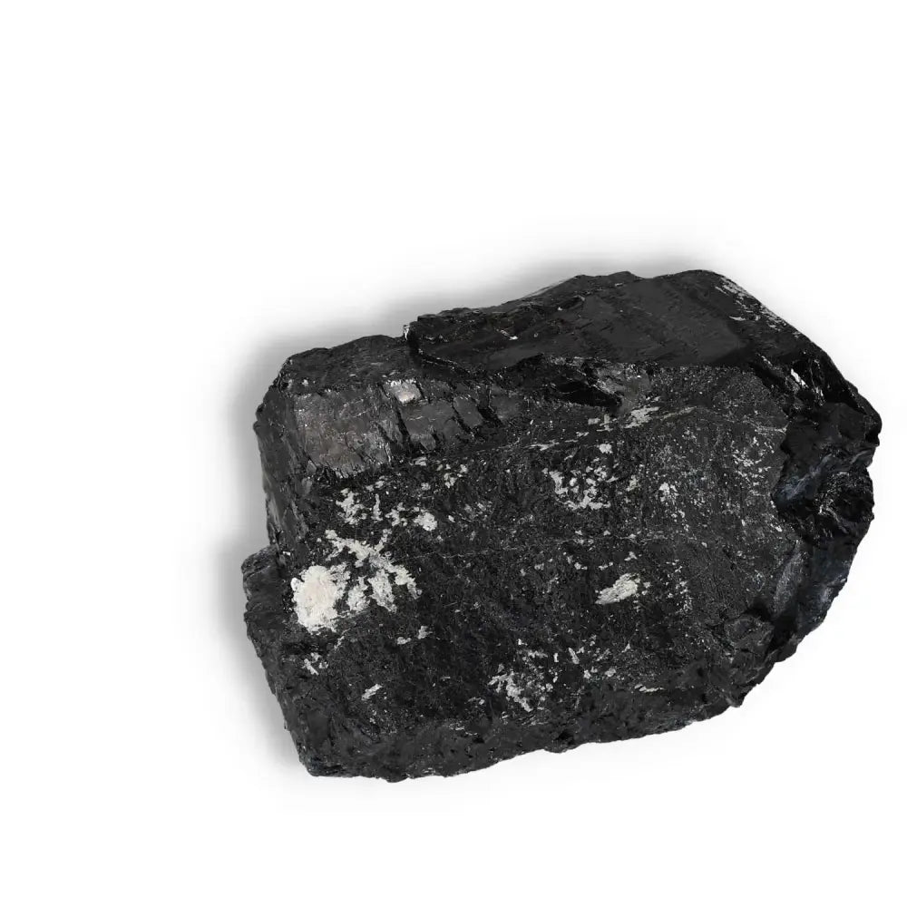 Rough Black Tourmaline Druze crystal from Sylvia Crystals, offering spiritual cleansing and protection benefits.