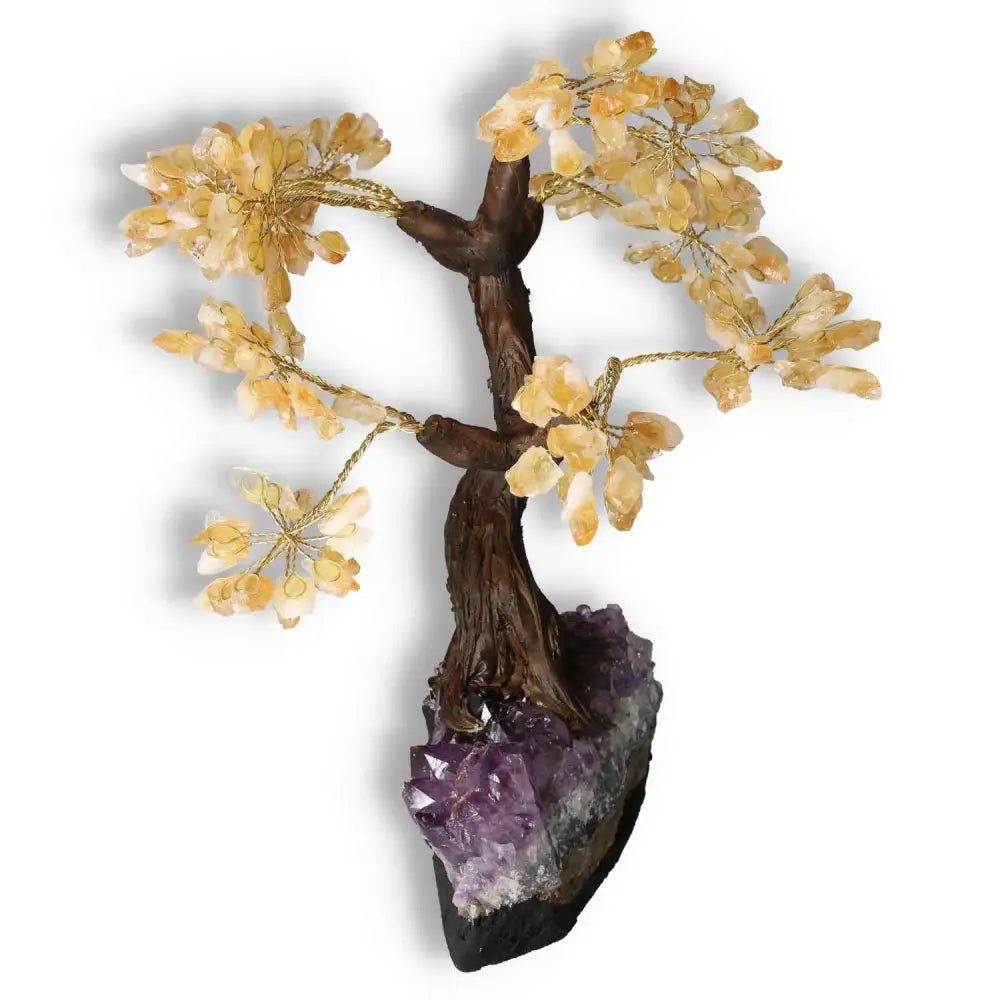 Handcrafted Citrine Crystal Bonsai Tree for Prosperity and Positive Energy, 40cm