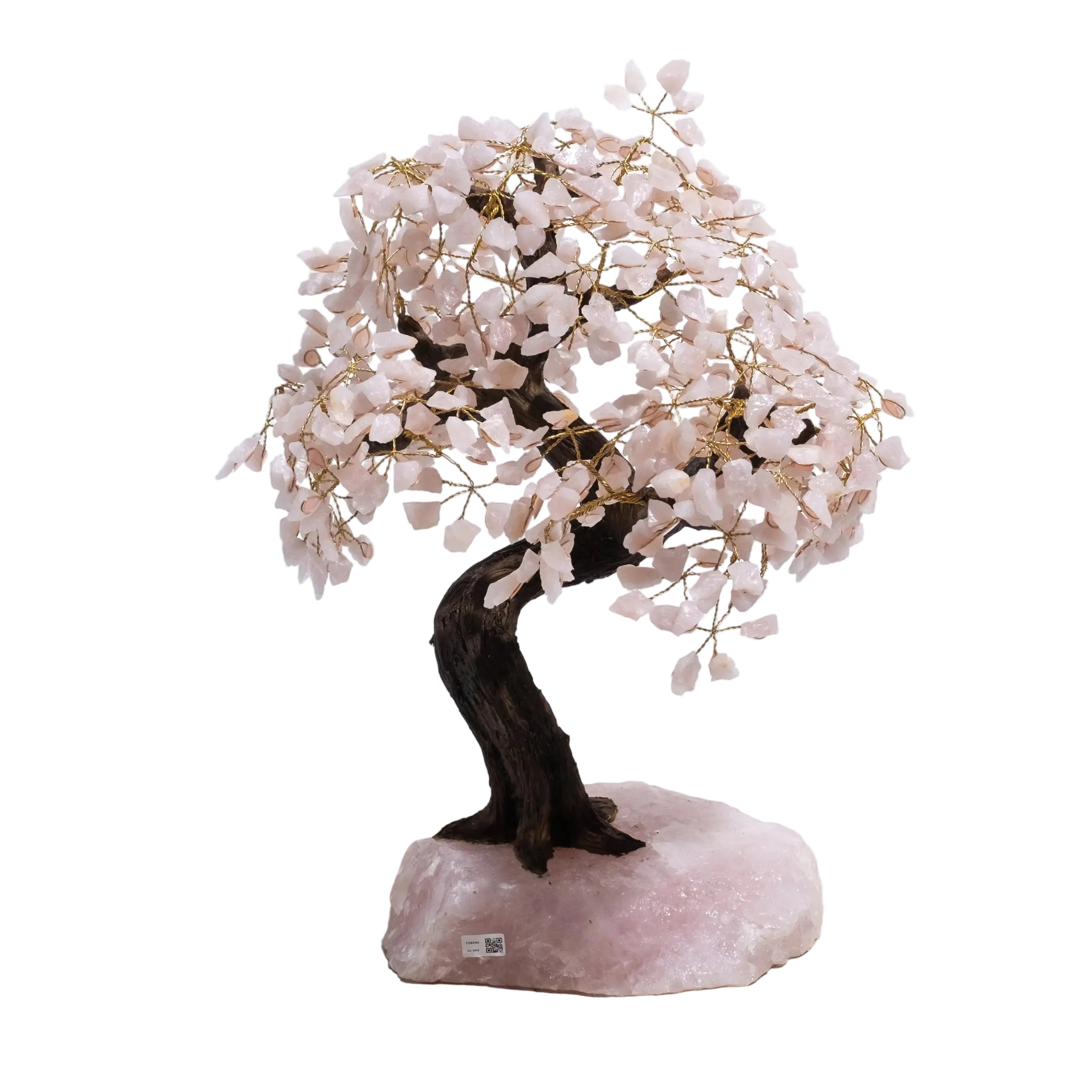 Quartz Crystal Bonsai Tree 55 cm on stone base, decorative piece with healing and balancing properties for home décor and positive energy