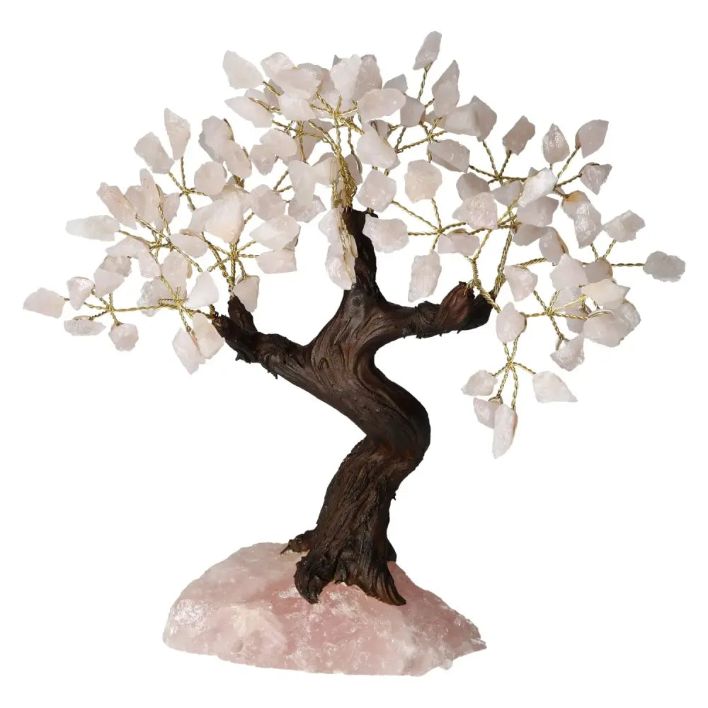 Exquisite Rough Rose Quartz Tree 30cm by Sylvia Crystals, symbolizing love and healing, featuring handpicked quartz crystals on branches.