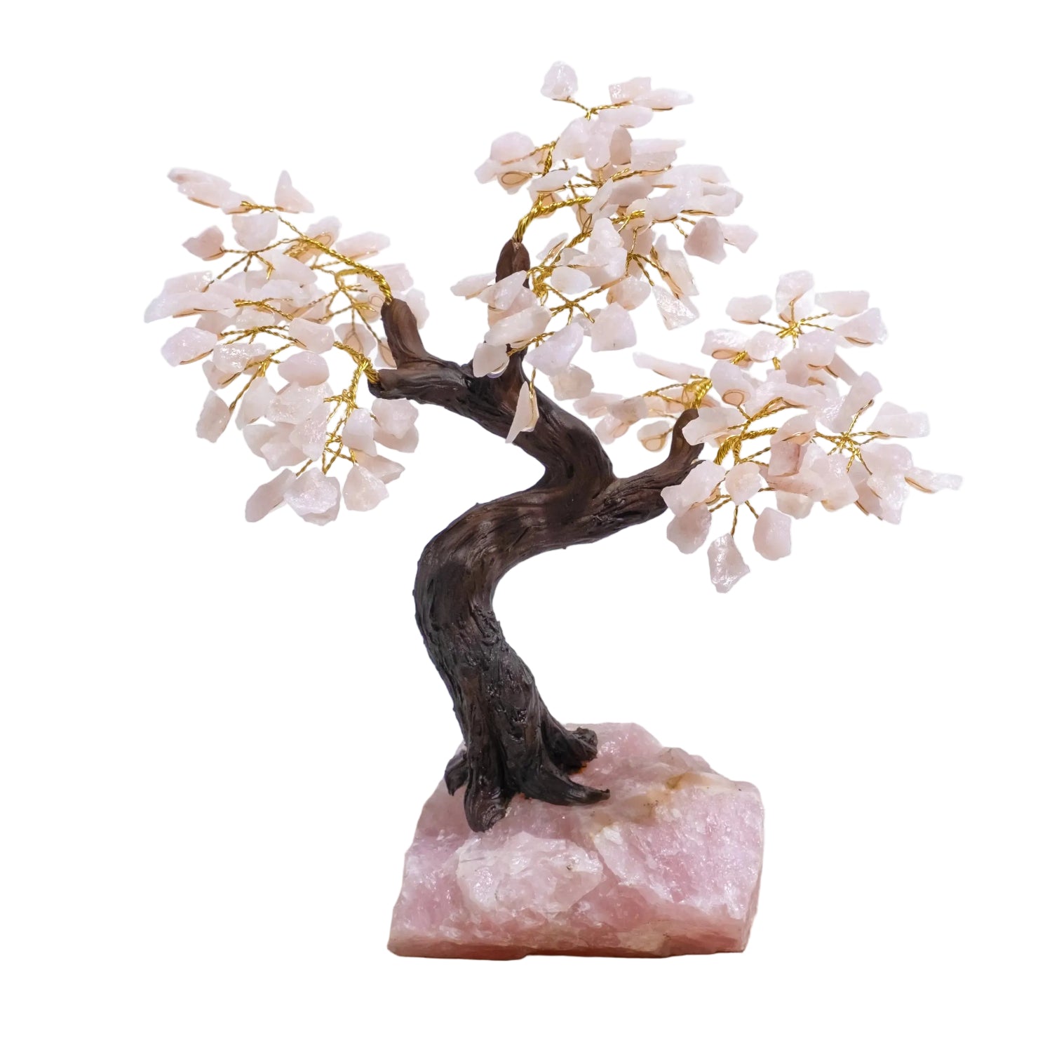 Rough Rose Quartz Tree 40cm - Handcrafted wire bonsai adorned with rose quartz gemstones, perfect for home decor and positive energy.