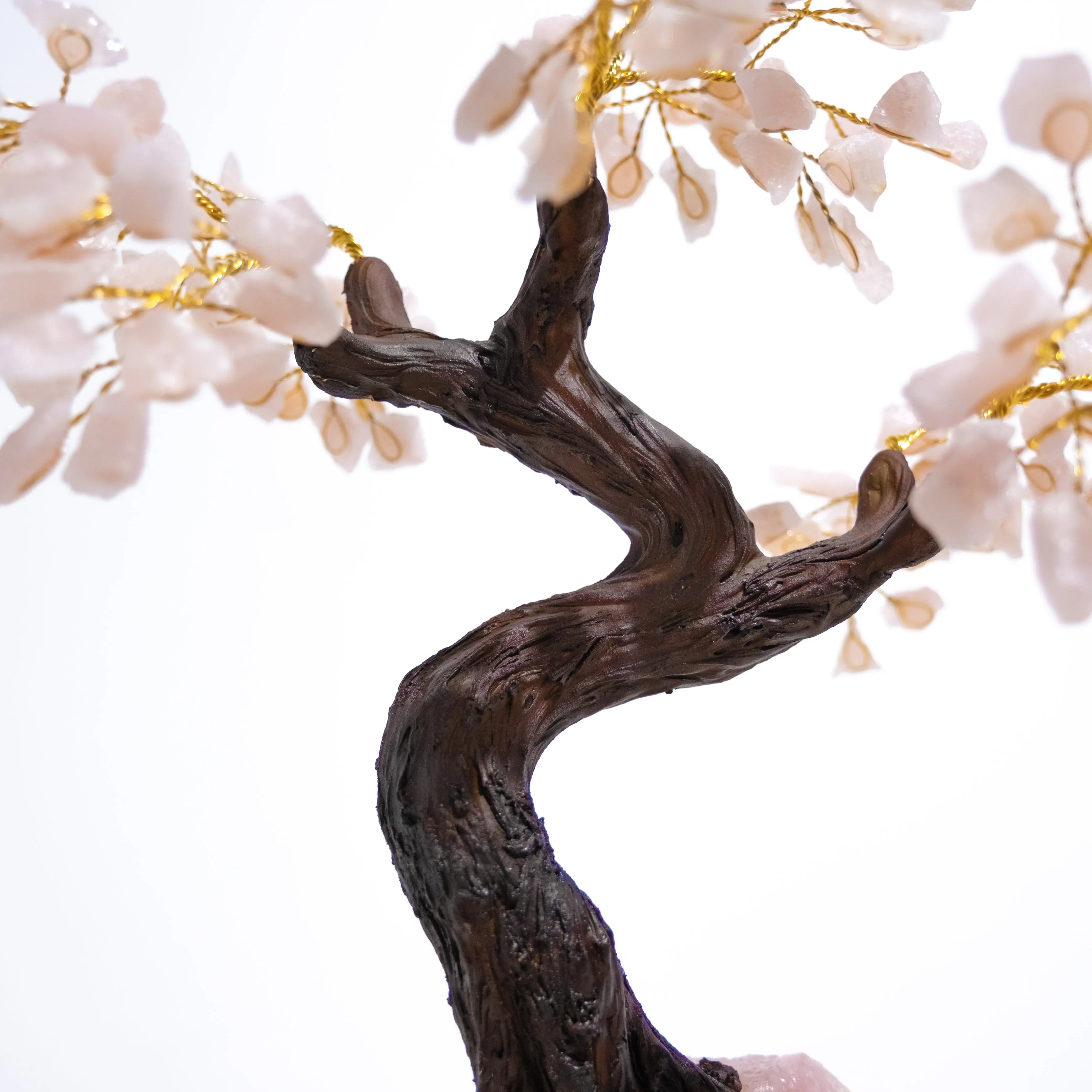 Alt Tag: Rough Rose Quartz Bonsai Tree with 40cm handcrafted wire branches, showcasing natural beauty and positive energy in home décor.