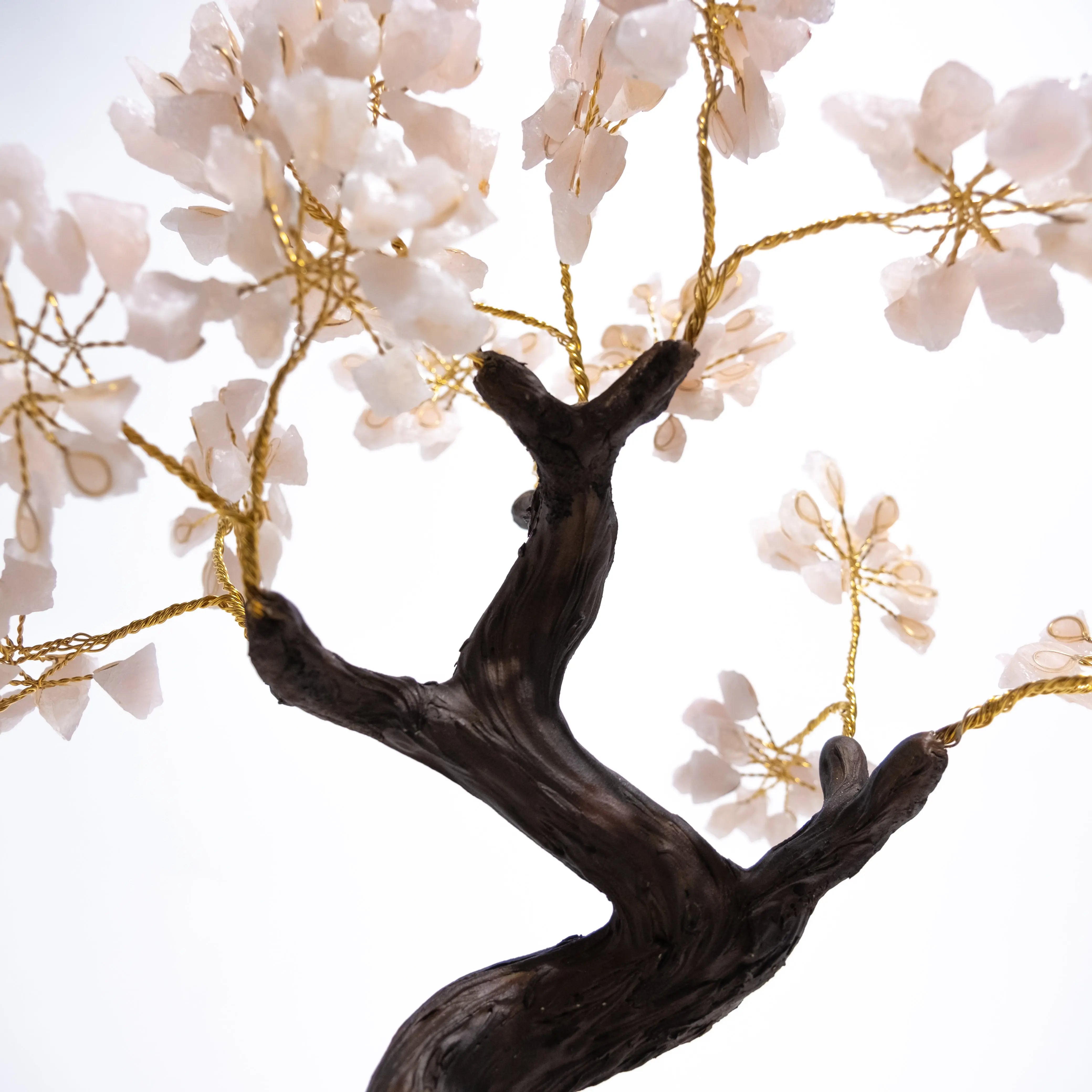 Rough Rose Quartz Tree 45cm with delicate branches and pink crystals, symbolizing love and healing energy.