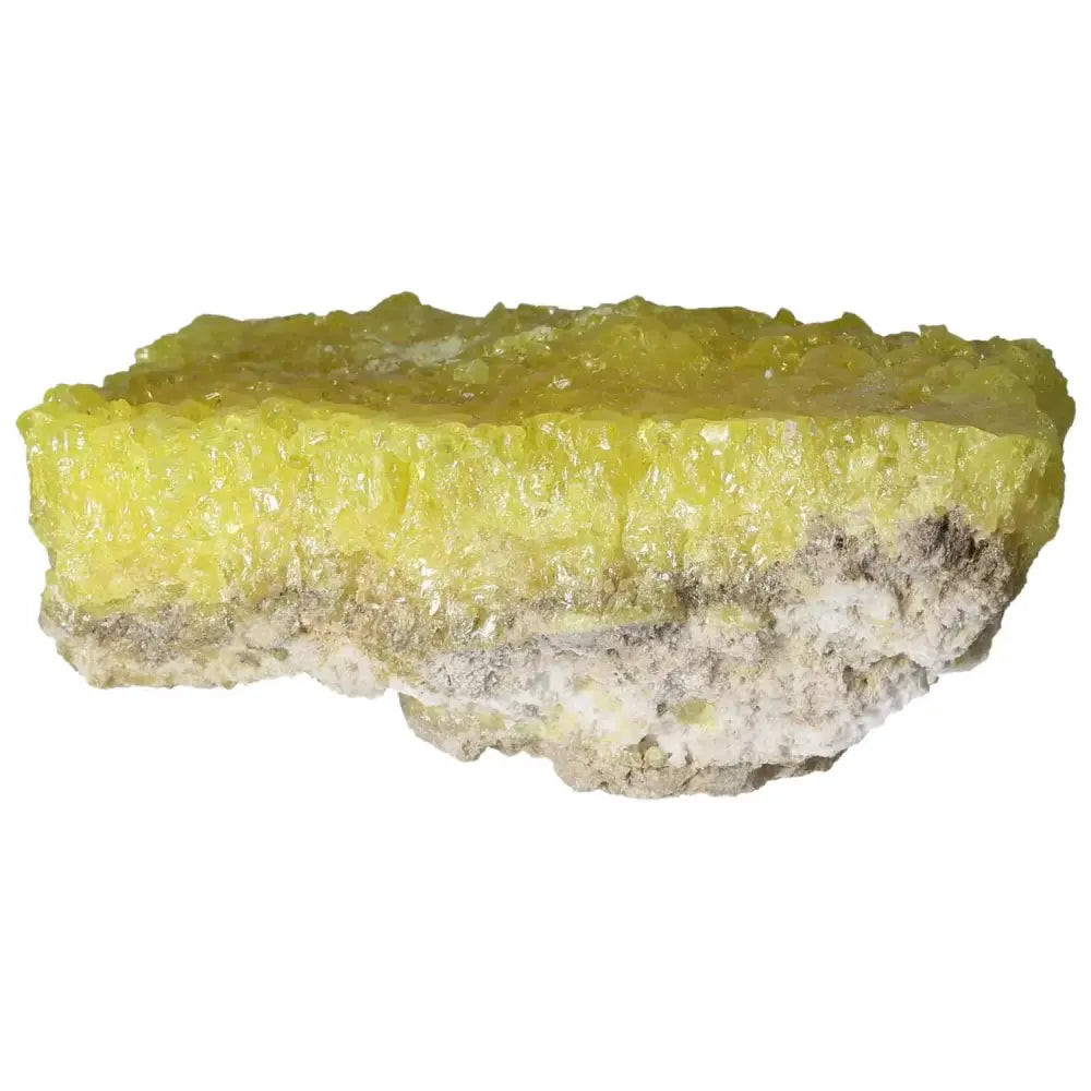 Rough Sulphur Druze from Sylvia Crystals, featuring vibrant yellow sulfur crystals and intricate natural textures.