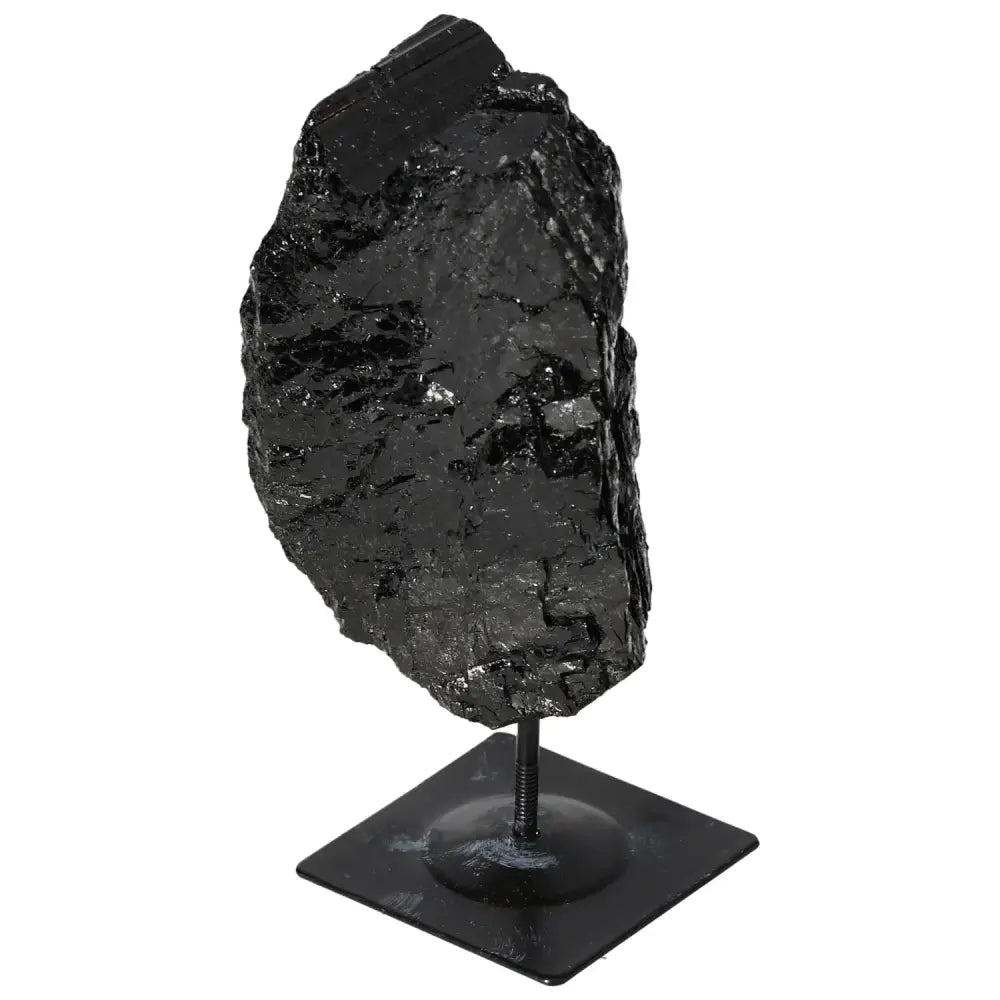 Rough Tourmaline with Metal Stand from Sylvia Crystals, showcasing natural elegance and authenticity for home or office decor.
