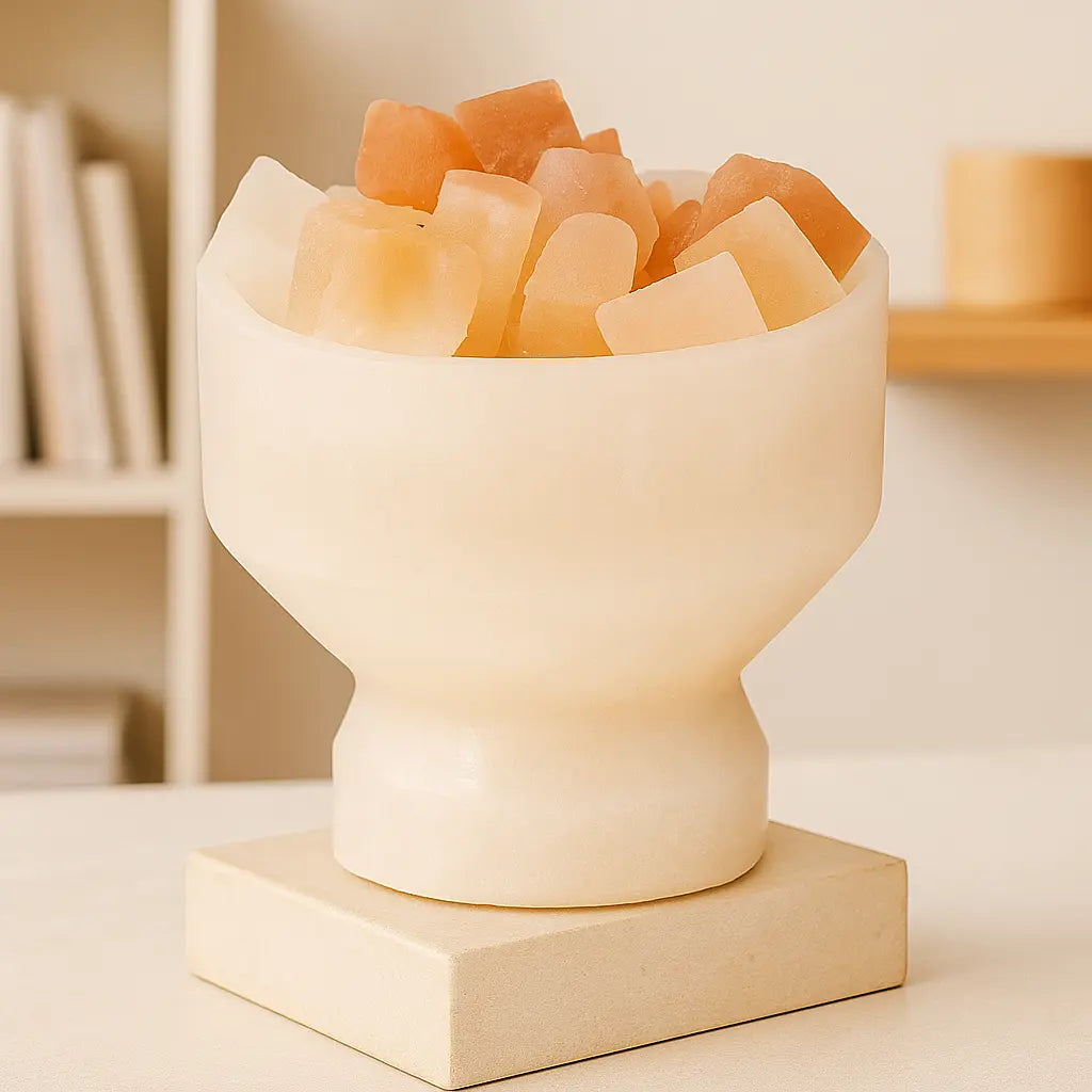 Selenite Lamp with Orange Selenite Cubes – Vibrant Glow and Energetic Harmony Sylvia Crystals Sp. z o.o.