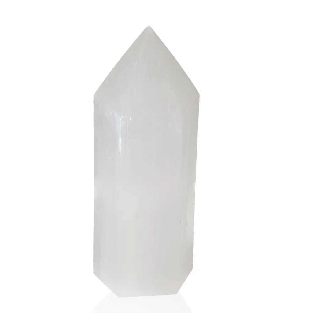 25cm Selenite crystal tower by Sylvia Crystals for spiritual growth and purity, ethically sourced and premium quality.