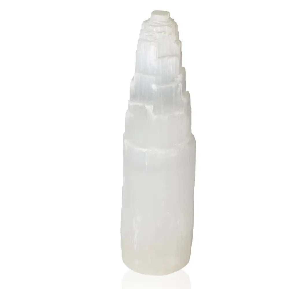 Selenite tower 30cm, known as 'angel wing,' offers protection and positivity, enhancing nurturing vibes for emotional well-being.