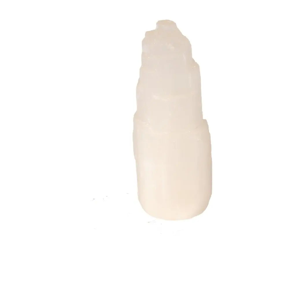 10cm selenite tower by Sylvia Crystals for spiritual growth, purity, and mindful living. Ethically sourced premium crystal.