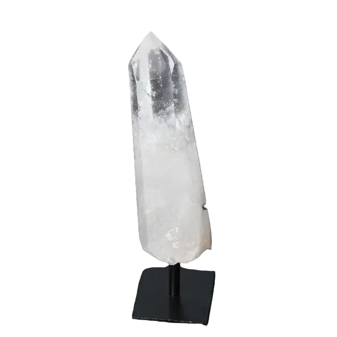 Semi Polished Clear Quartz Point with Stand for Amplifying Energy and Clarity