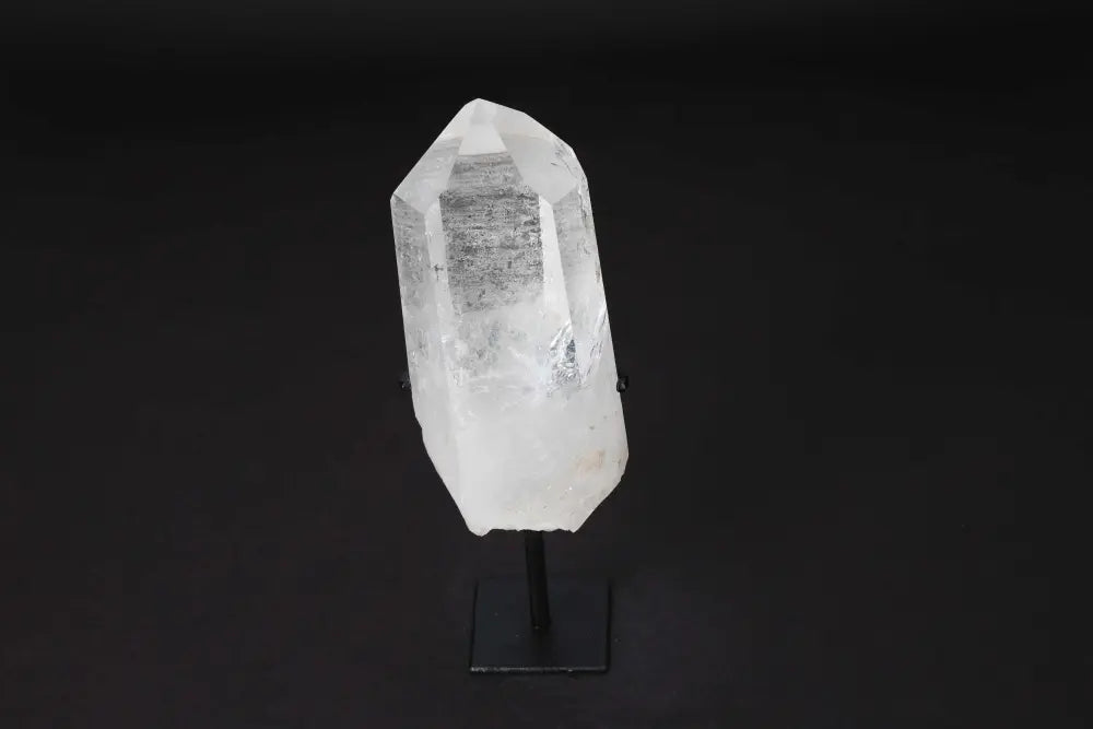 Semi Polished Clear Quartz Point on Stand - Amplifies Energy, Enhances Clarity, Perfect for Meditation and Manifestation