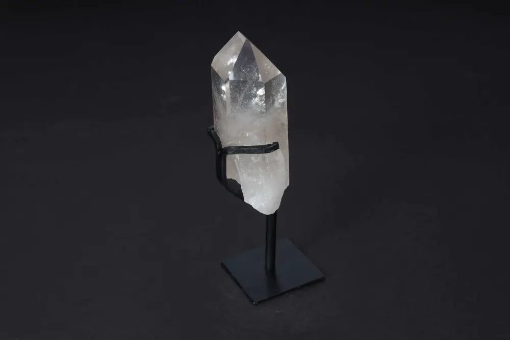 Semi-Polished Smoky Quartz Point on Stand for Grounding and Protection