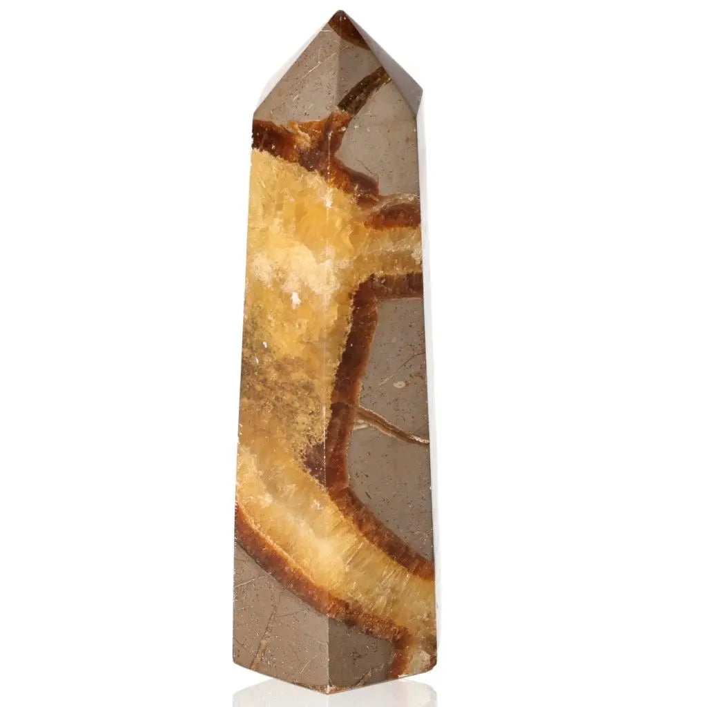 Septarian Tower gemstone, known as the Dragon Stone, with unique patterns symbolizing power and endurance.