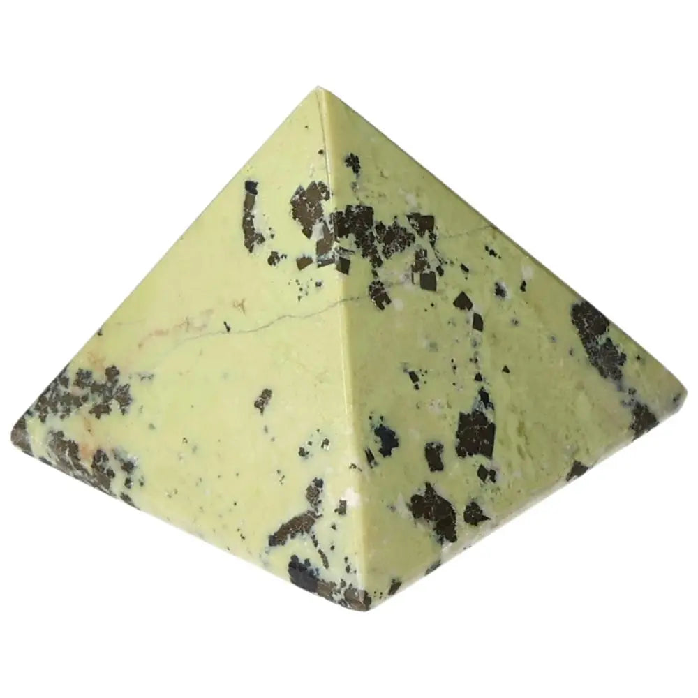 Serpentine pyramid for spiritual growth, activates Heart Chakra, enhances meditation and emotional balance.