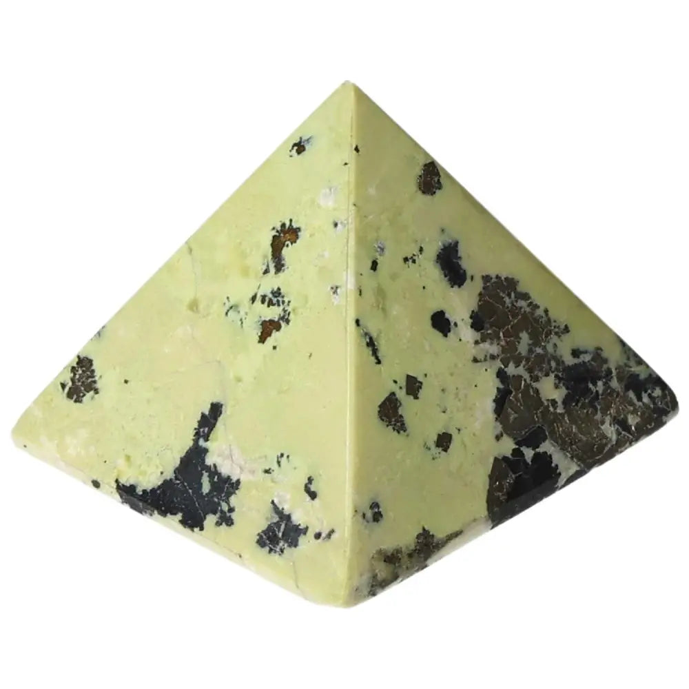 Serpentine pyramid stone for spiritual growth, activating Heart Chakra, enhancing meditation, and promoting emotional balance and healing.