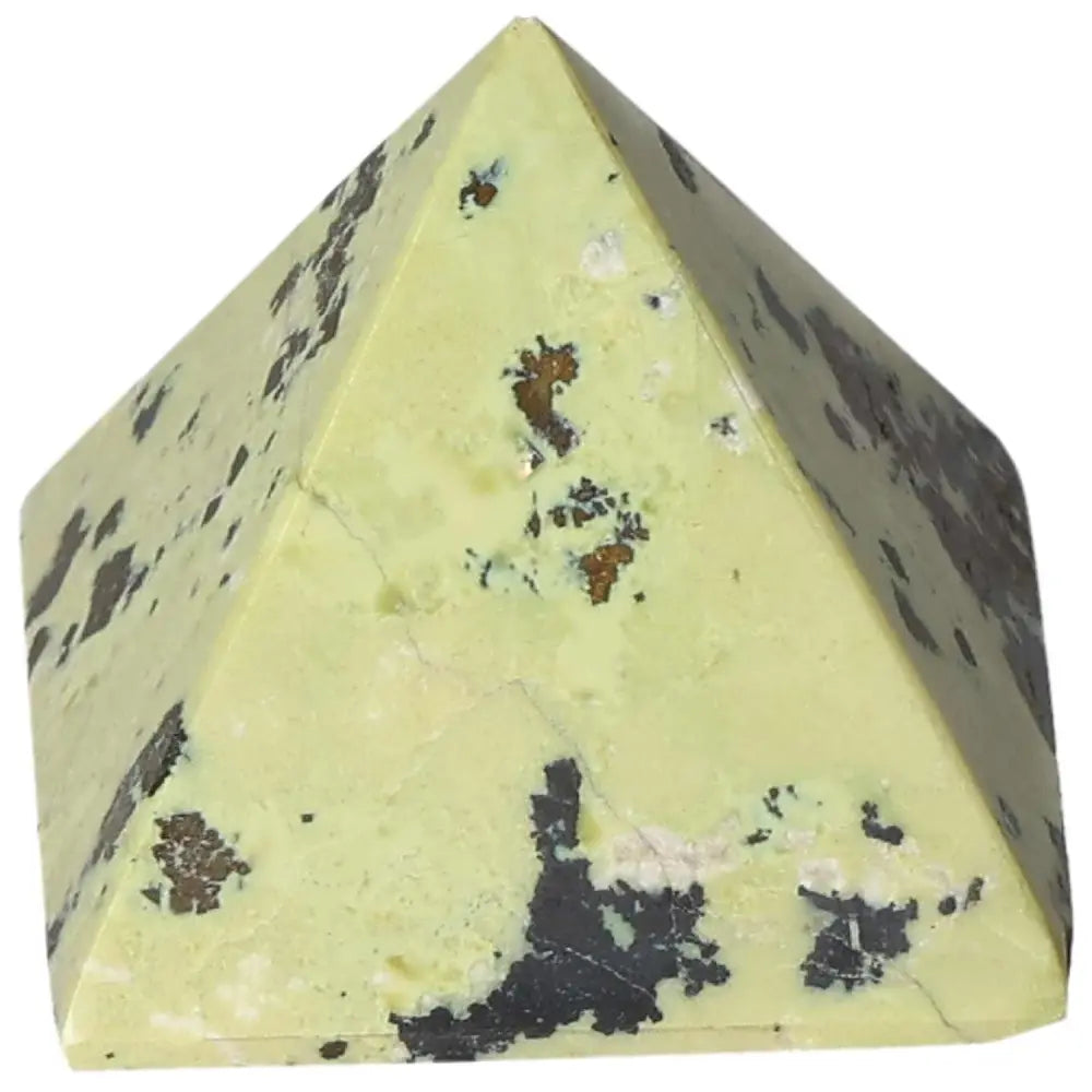 Serpentine pyramid for healing, heart chakra activation, and spiritual growth; ideal for enhancing meditation and emotional balance.