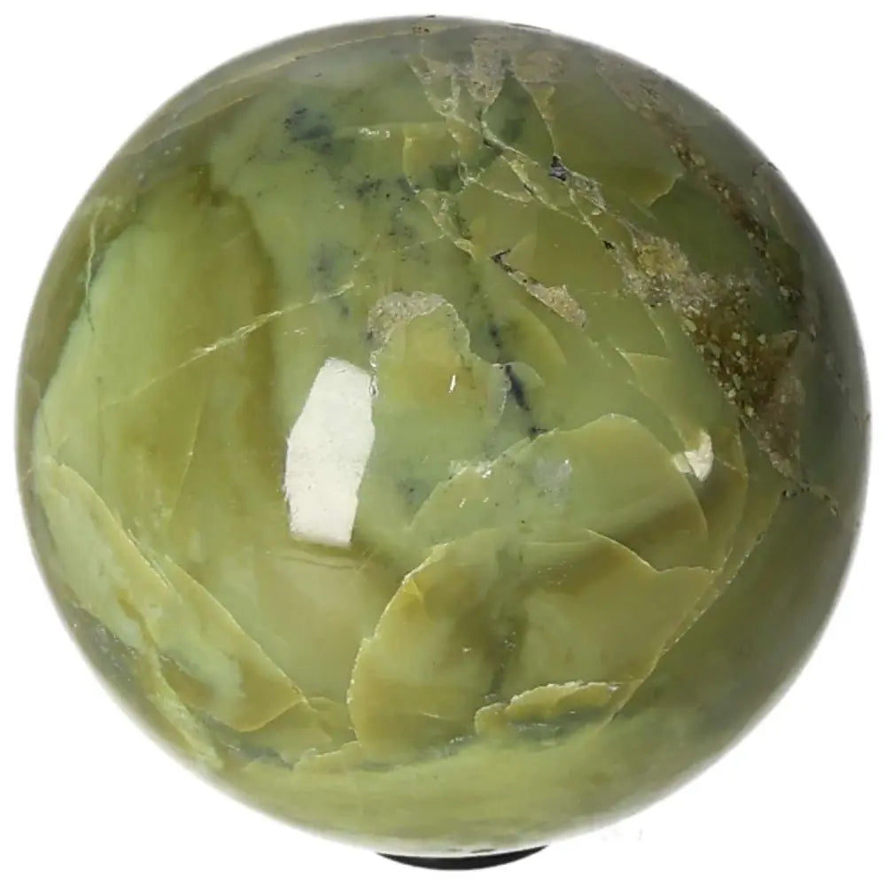 Serpentine sphere for spiritual healing and meditation, enhancing emotional balance and activating the Heart Chakra.