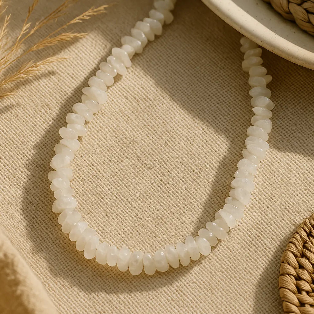 Short White Moonstone Necklace – Ethereal Glow and Elegant Simplicity Sylvia Crystals Sp. z o.o.
