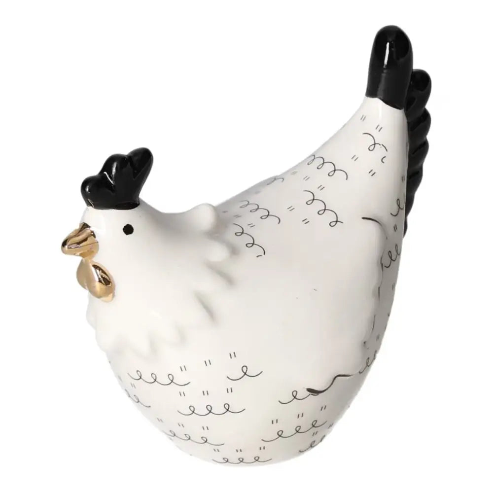 Elegant small ceramic chicken sculpture by Sylvia Crystals, featuring a luxurious design to enhance conscious living spaces.
