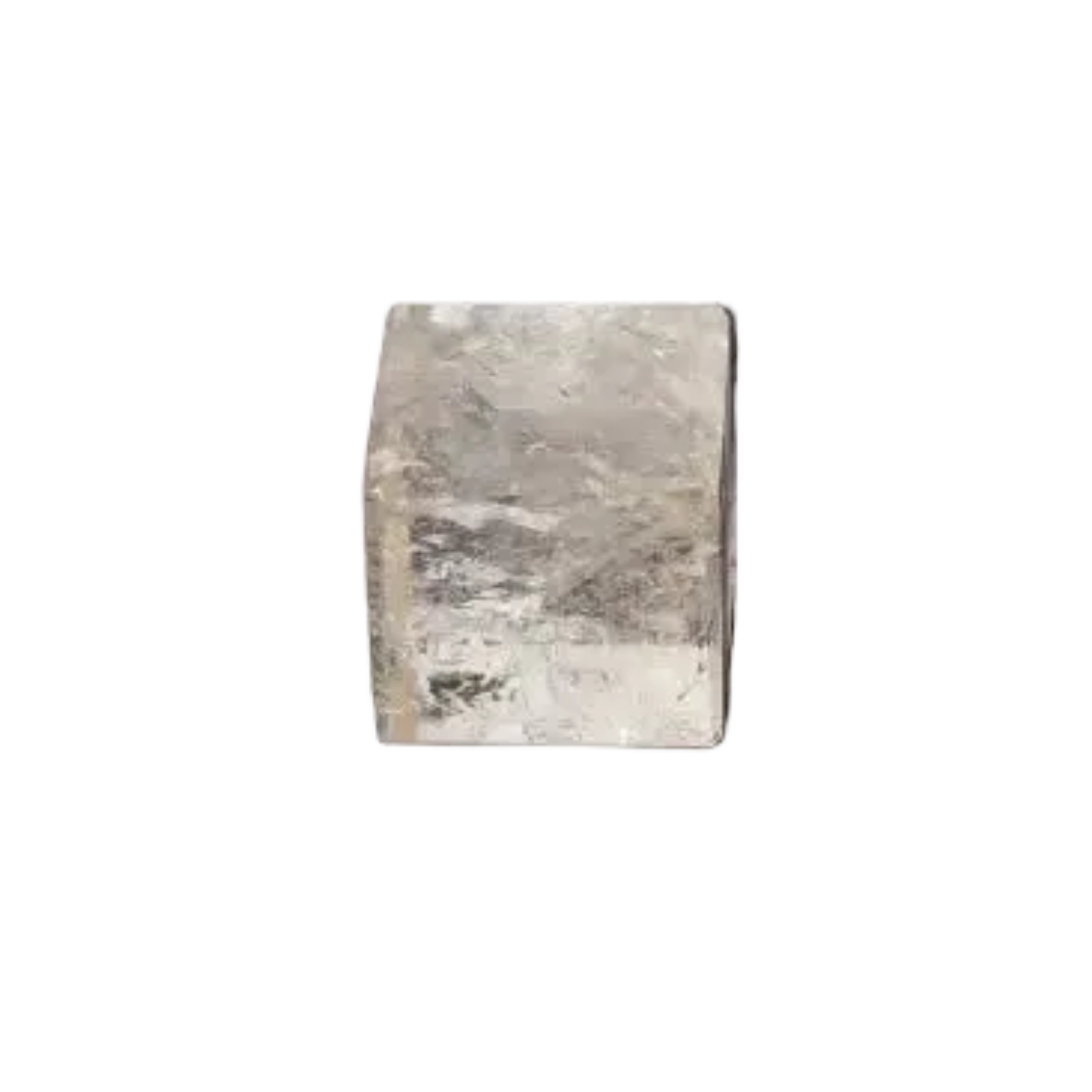 Smoky Quartz Cube 3 cm on black background, showcasing its grounding energy and translucent gray-brown tones for stability and protection.