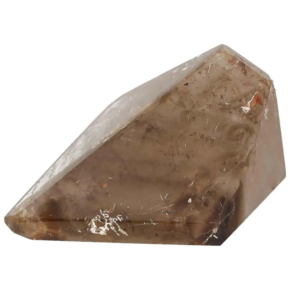 Polished smoky quartz obelisk for decision-making and financial management support, ideal for business and stress relief.