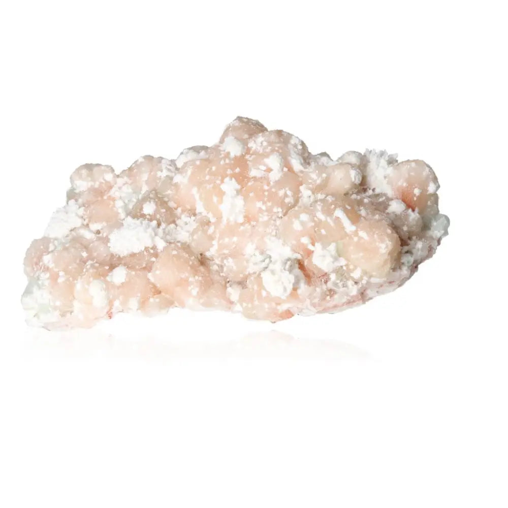 Stilbite with Apophyllite and Scolecite crystal cluster from Sylvia Crystals, promoting calming energy and conscious luxury.