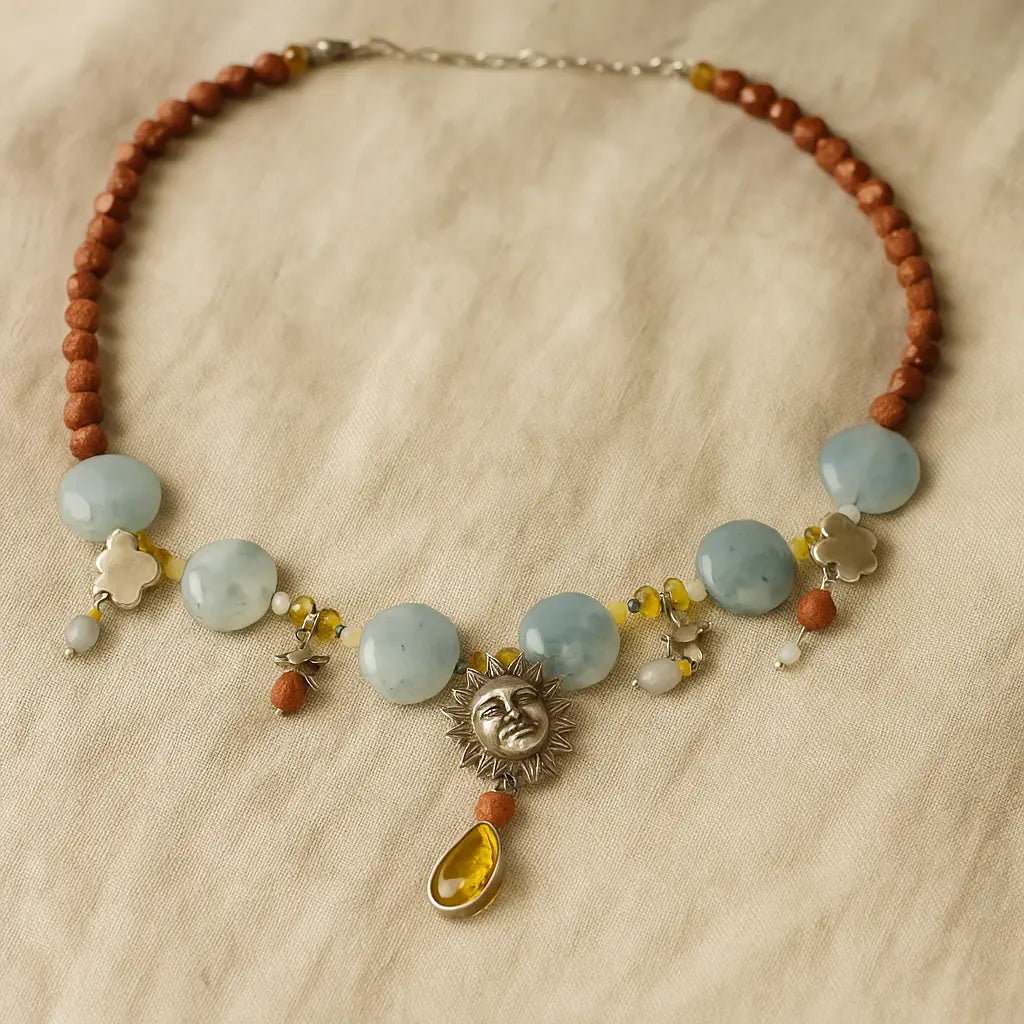 Sun With Face Necklace 50 CM Sylvia Crystals Sp. z o.o.